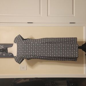 Kasper geometric pattern black/white dress, size 10